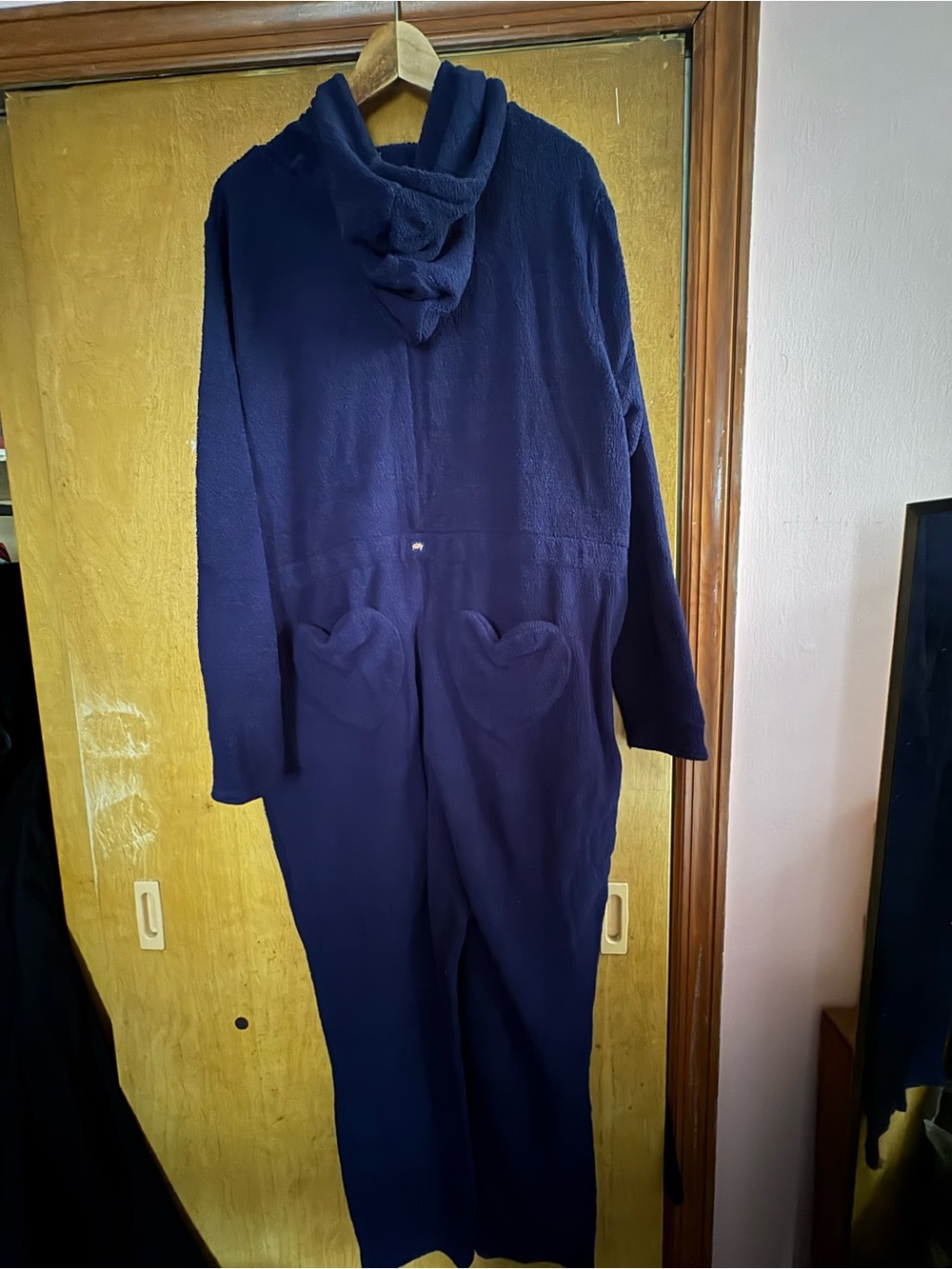 YITTY Pet Me Navy Plush Hooded Jumpsuit for Plus Size